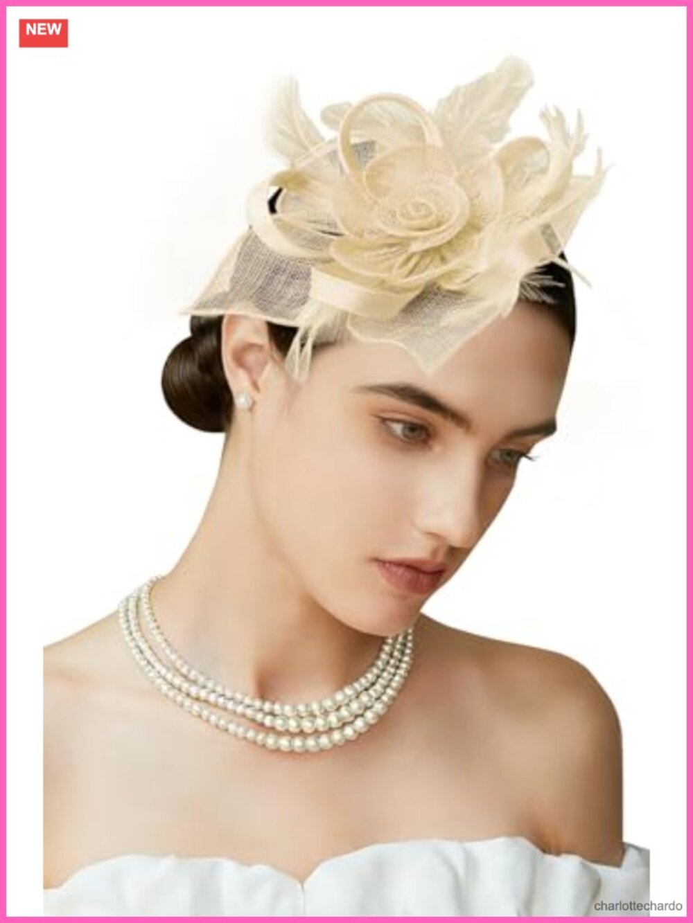 Linen Flower Feather Fascinator Derby Tea Party Hat with Clip